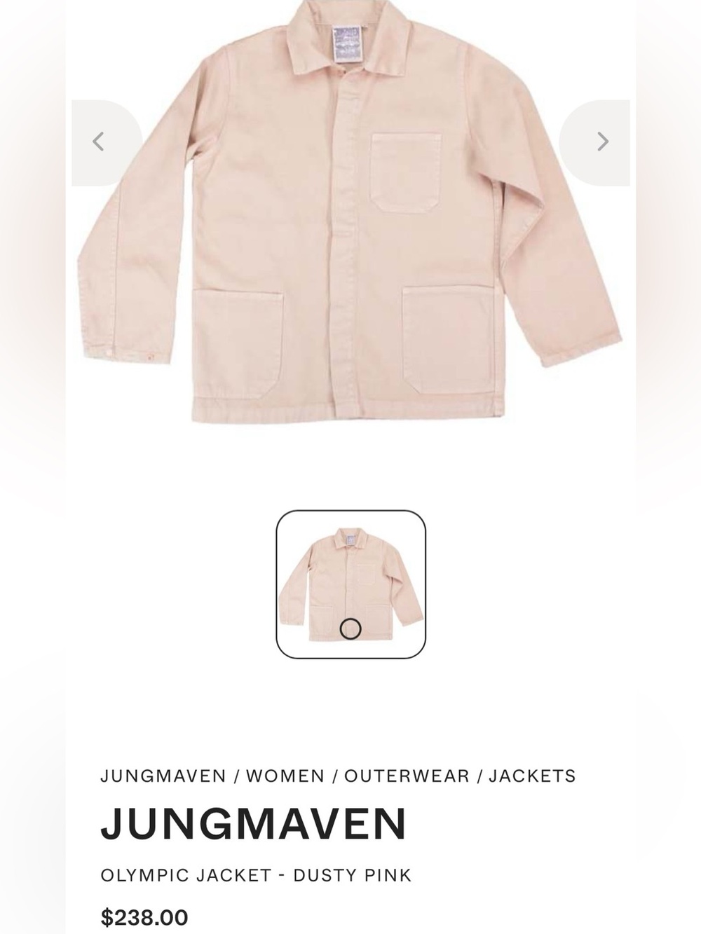 Jungmaven Dusty Pink Olympic Jacket Size Small